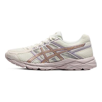 Gel-Contend 4 Cómodas Zapatillas de Running Casuales de Caña Baja de Moda Tejido Cuero Sintético para Mujer Zapatilla Blanca Platino T8D9Q-201