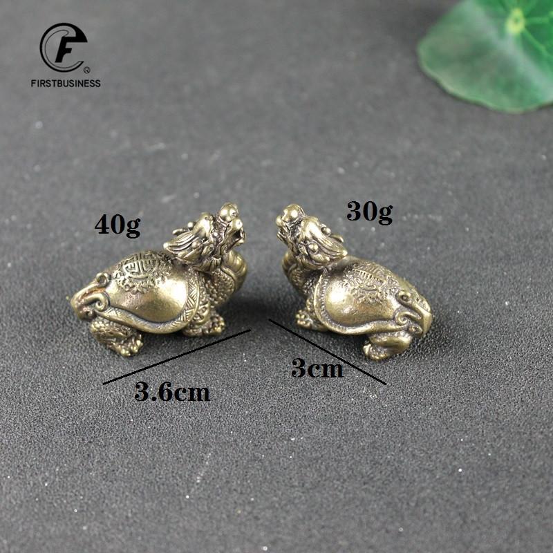 Antique Copper Solid Longevity Dragon Turtle Miniature Figurines Desk Ornament Vintage Brass Animal Sculpture Craft Home Decor