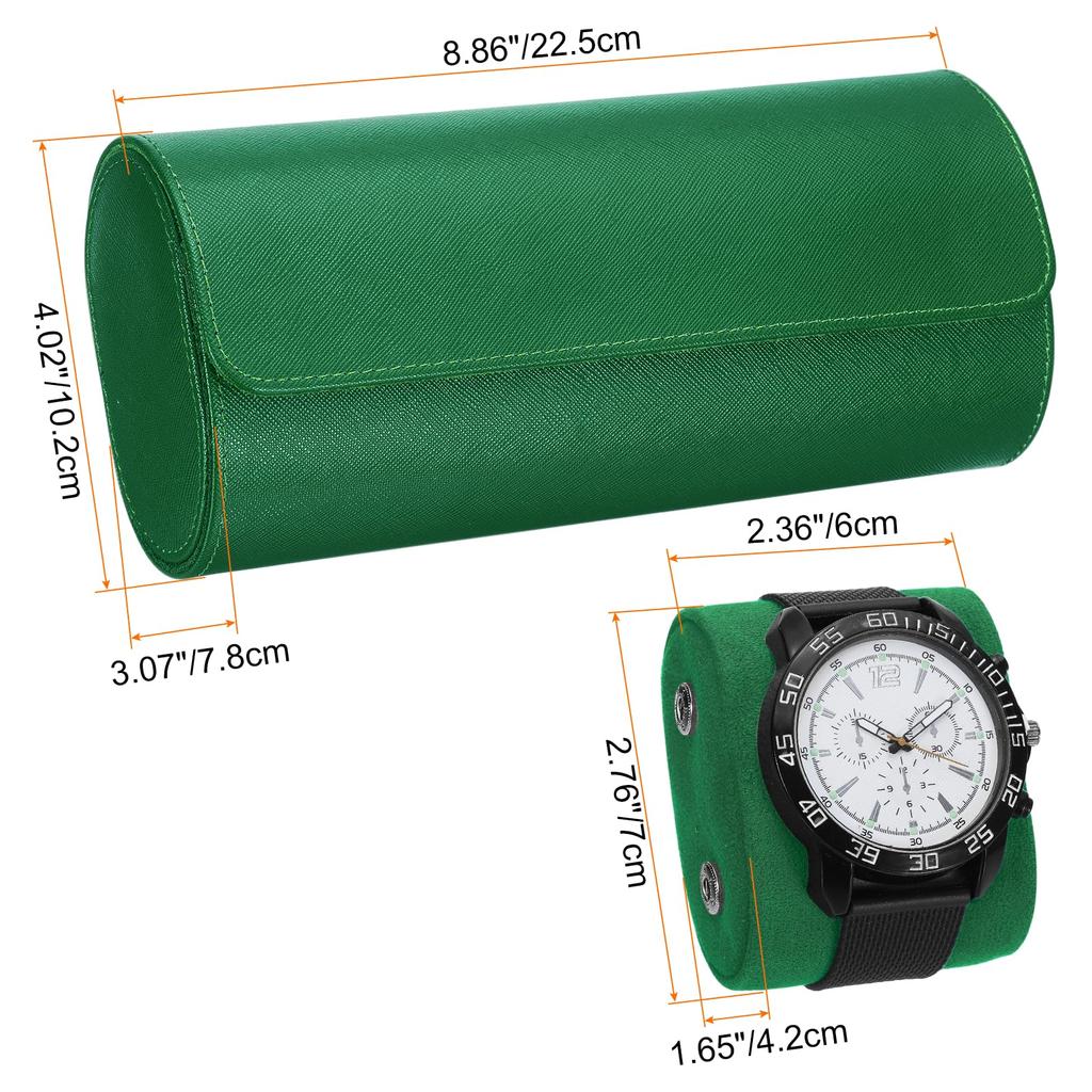 Uxcell Portable Leather Watch Case for Men and Women, 3-Slot Watch Roll Travel Case. Perfect Watch Storage Organizer for Travel, Display, and
