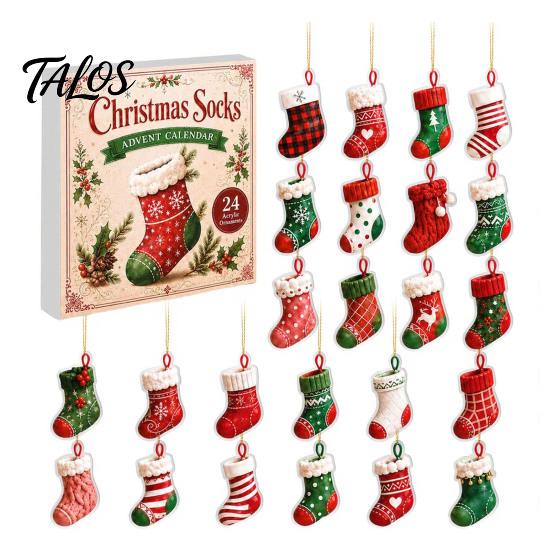Christmas Party Favors Snowman Countdown Calendar, 24-Day Acrylic Ornament Set with Winter Collectible Holiday Toys Figures, Tree Hanging Decor, Gift