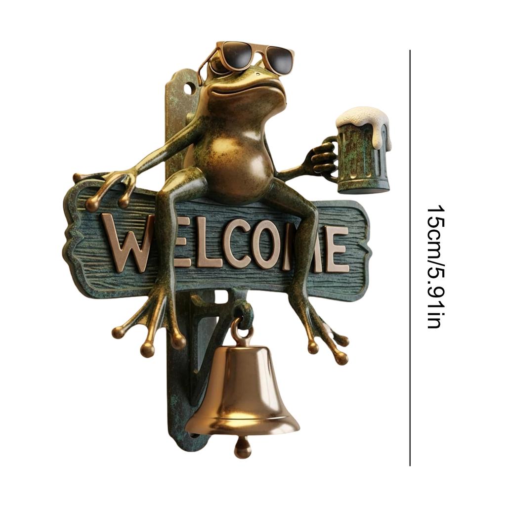 Beer-Drinking Frog With Sunglasses Creative Funny Outdoor Decorative Door Bell Chill Frog Welcome Sign Home Decor Gifts