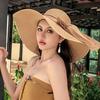 Womens Wide Brim Straw Sun Hat UV Protection Foldable Bowknot Beach Hat for Summer Travel Vacation Outdoor Use