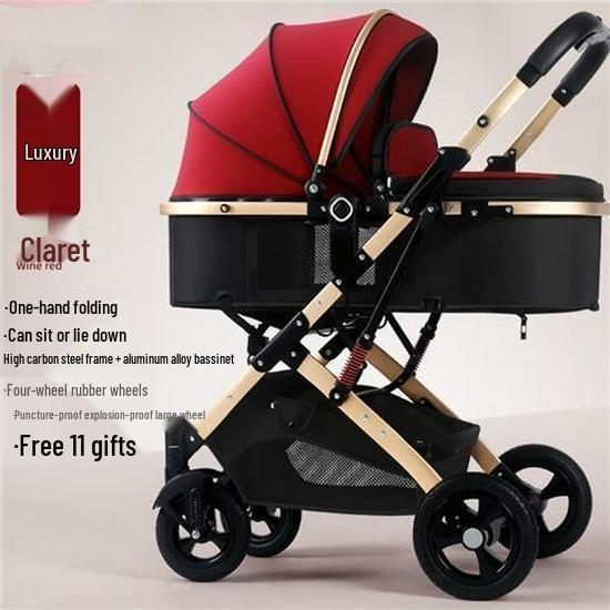 Convertible Lightweight Baby Stroller: Reclining, Foldable, High Landscape, Shock-Absorbing, Two-Way Use for Newborns