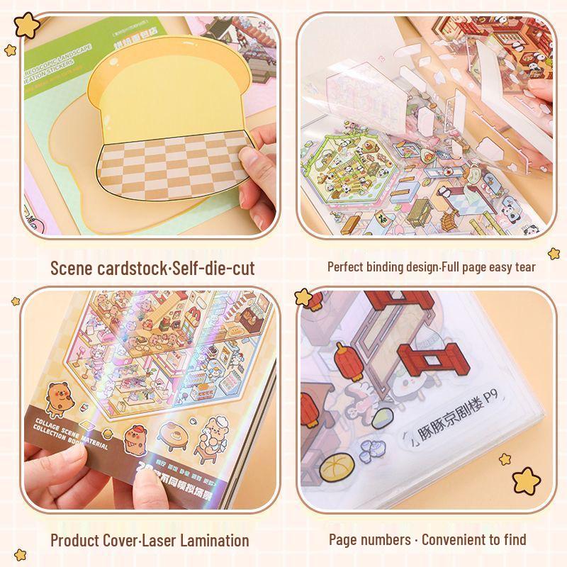 3D Miniature Scene Sticker Set - DIY Three-Dimensional House Puzzle