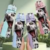 1 Stück Dalmatiner Hund Cooler Stil 750ml Farbe Kunststoff Sport Wasserflasche Auslaufsicher Klappdeckel mit Strohhalm Geeignet für Sport Büro Zuhause