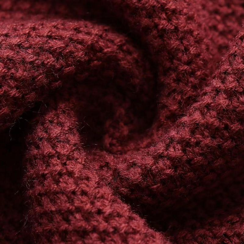 IHUASU Women's Autumn and Winter Solid Colour Pullover Large Size V-Neck Knit Sweater Street Hipster Sweater