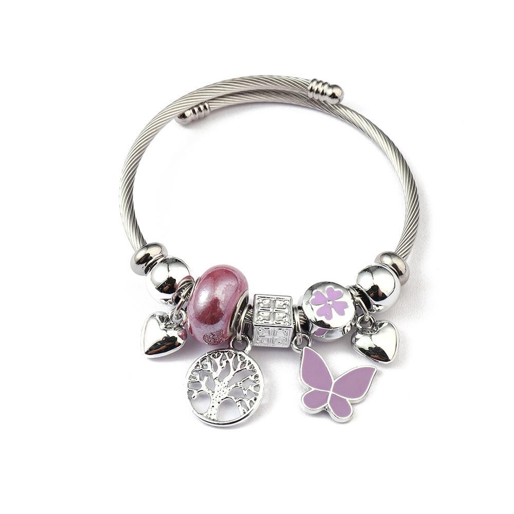 Stainless steel DIY silver opening adjustable bracelet women's personality simple bracelet jewelry new