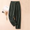 Women's Summer 2025 White Tencel High Waist Harem Pants - Lightweight Nine-Point Cotton Linen Carrot Straight Leg Design