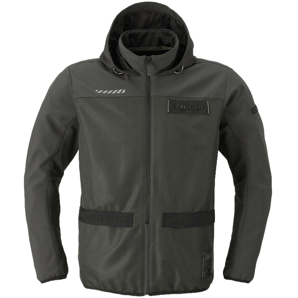 RS Taichi RSJ334 Air Flip Breathable Mesh Riding Jacket Parka with CE Protectors and Fixed Hood, Graphite, Size L