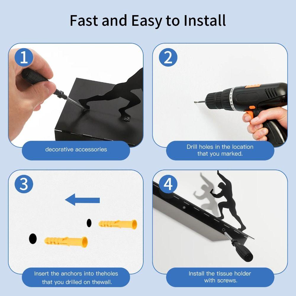 Stainless Steel Toilet Paper Holder Stand Space-Saving Design Waterproof Material Bathroom Storage Stand Wall Mounted