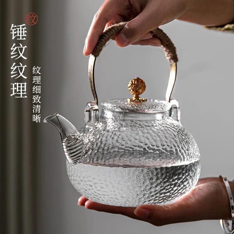1PCS  Health Boiling Teapot Modern Simplicity Cold Kettle Tea Pot Glass Kettle Steaming Teapot Household Tea Set