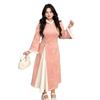 8 New Chinese Pink Dresses for Women's Winter New Velvet Dresses, National Style Retro Large-size Cheongsam