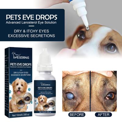 Haustier-Augentropfen, entfernt Tränenflecken bei Katzen und Hunden, reinigt die Augen, lindert Augenjuckreiz, Augentropfen 10ml/Packung