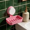 Suction Cup Soap Box Wall Mounted with Drainage Soap Dish Macaron Colors Space Saving Soap Tray for Bathroom Kitchen