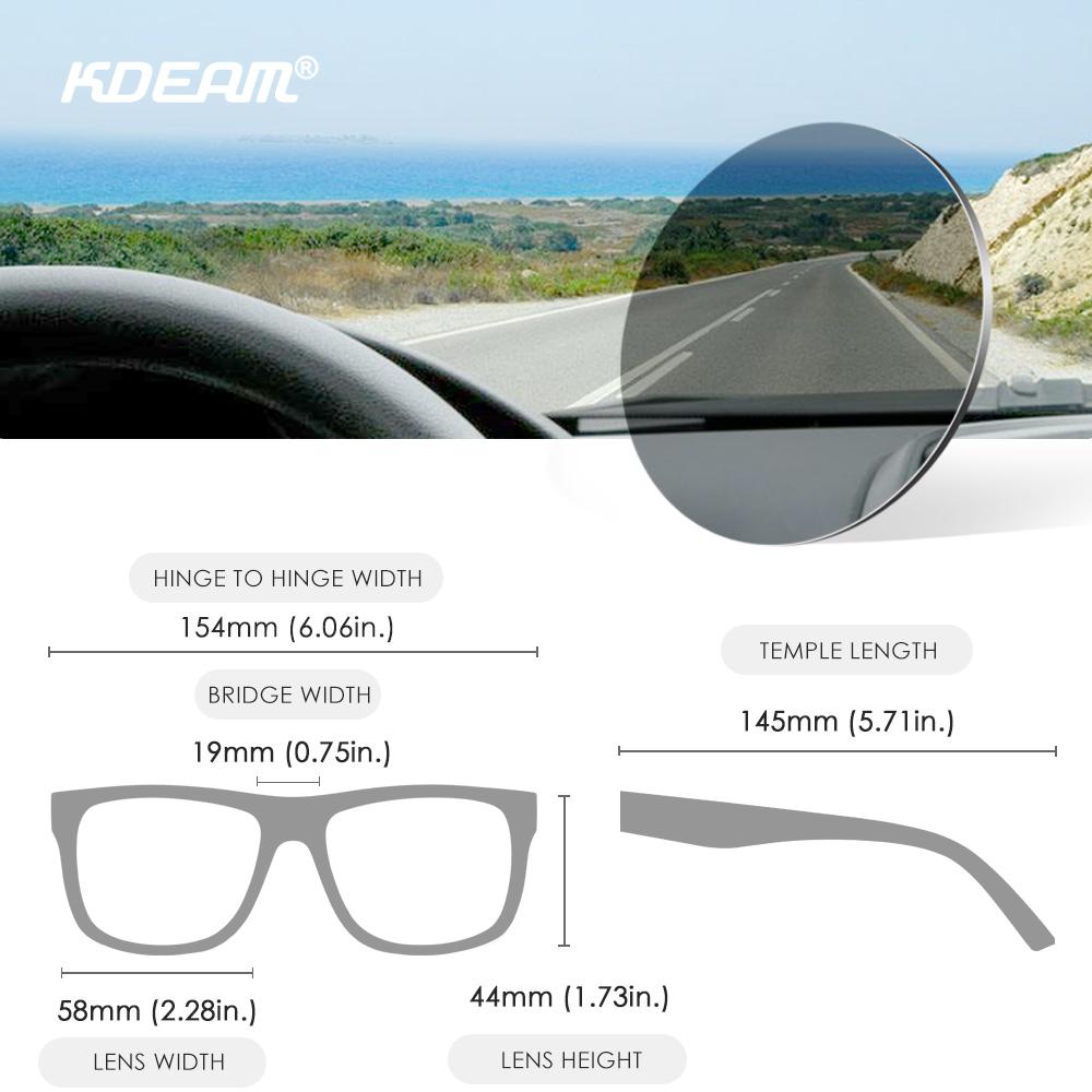 KDEAM Large Size Men's Sunglasses Polarized Photochromic Night Vision Goggles Oversized Sun Glasses With 154mm Width KD332 PLUS