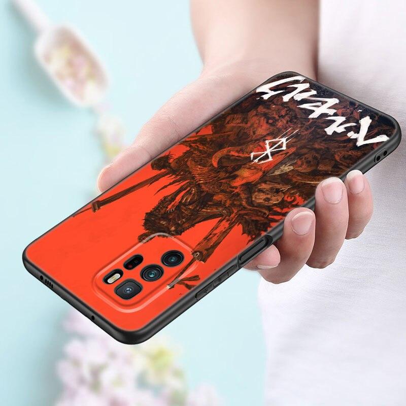 Anime Berserk Guts Phone Case For Xiaomi Redmi Note 11 10 9 8 Pro 11T 5G 10T 10S 9S 9T 9i 9C 9A 8T Soft TPU Black Cover