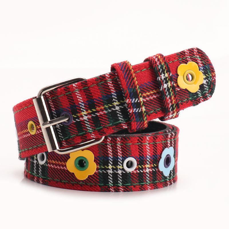 American Spice Girl Dopamine Belt Female Corns Flower Ladies Belt Plaid Jeans Decorative Belt