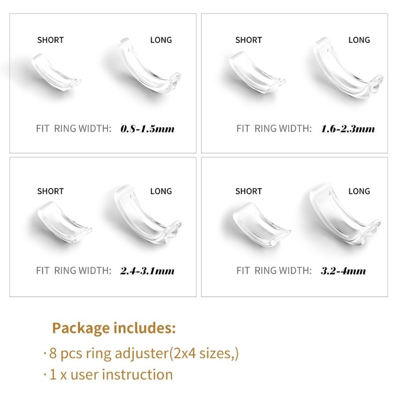 8 Pieces Invisible Ring Size Adjusters Invisible Clip Guard Resizer Clear Guard Ring Sizer Fit for Man Woman Loose Ring