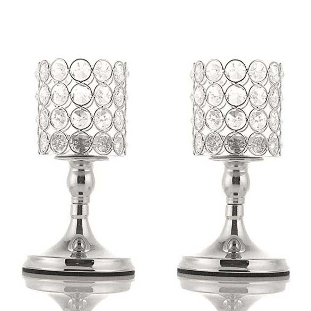 Metal Crystal Candle Holder Hollow Craft Candelabra Wrought Iron Candlestick  Living Room