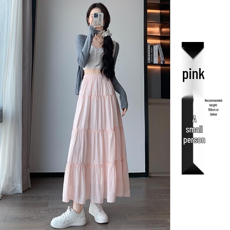 Women's White High-Waist A-line Long Skirt - 2026 Spring/Autumn Collection