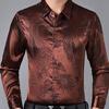 Cămașă de rochie pentru bărbați Cămăși din satin din imitație de mătase Dragon chinezesc Business Formală Bluză cu mânecă lungă Topuri casual