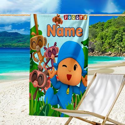 Custom Name Ultrasoft Beach Towel With Pocoyo Themeideal For Pool Camping Diving Perfect Travel Essential Vibrant Beach Towel