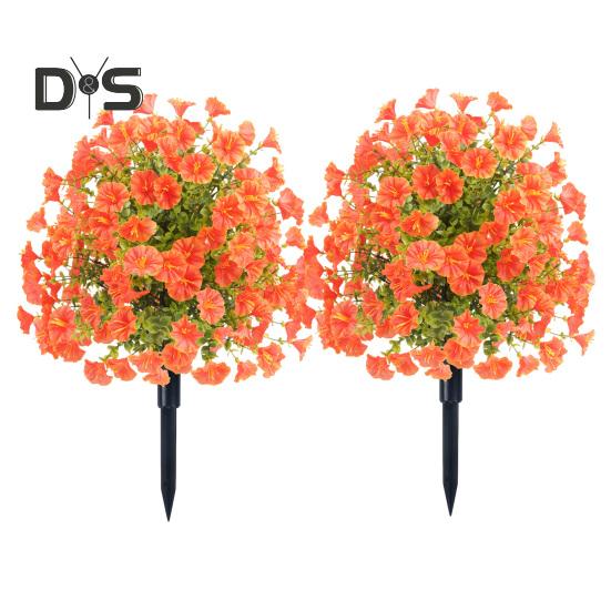 Faux Morning Glory Flowers Artificial Morning Glory Bush with Ground Spike Realistic Fake Greenery Shrubs for Outdoor Indoor Farmhouse Porch Patio