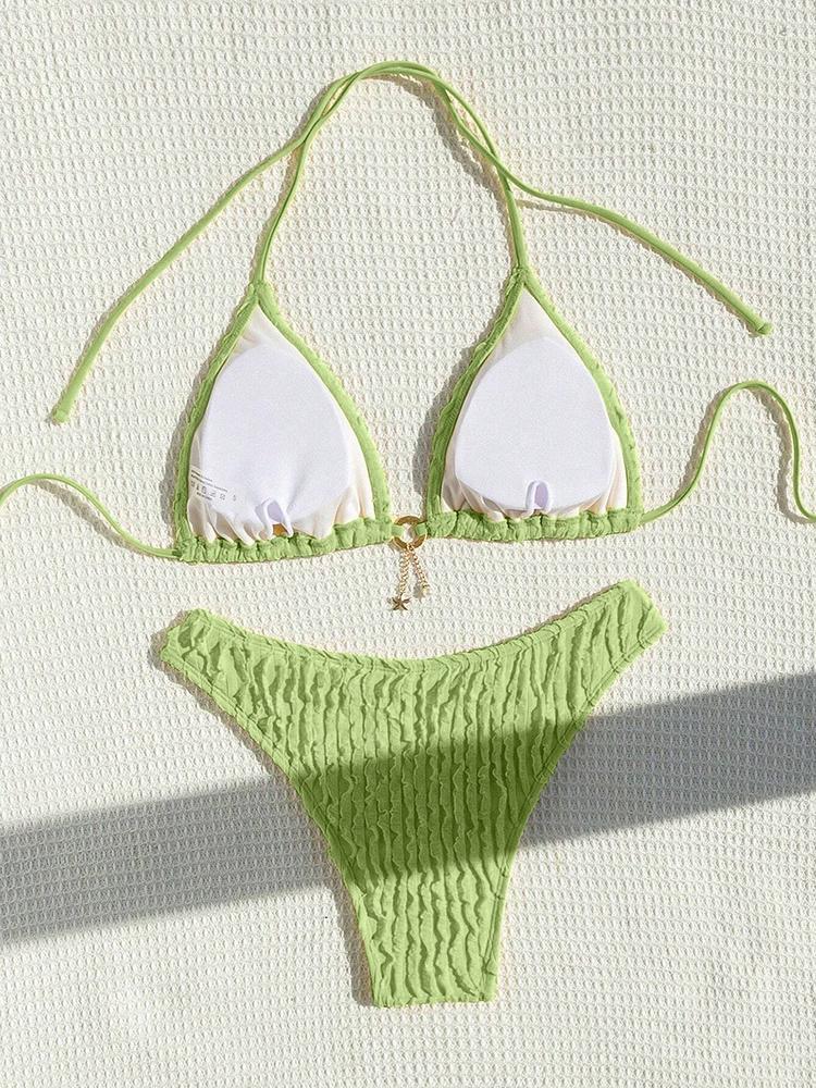 Sexy Bikini Sets Tweedelig Dames Badpak Gerimpelde Halter Nek Bikini 2026 Dames Badkleding voor Vrouw Strandkleding Badpak