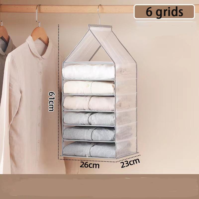 1 шт Подвесная сумка для хранения в гардеробе органайзер для одежды прозрачная сумка для обуви футболок нижнего белья подвесной органайзер для шкафа 4236₽