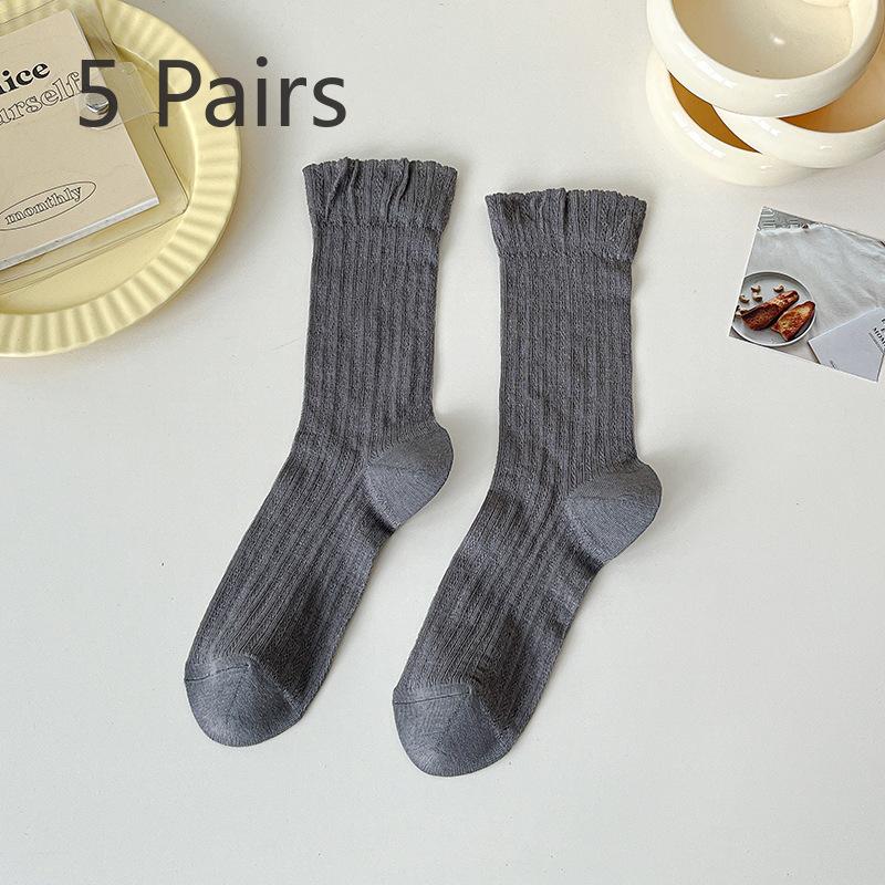 

5 пар женских летних тонких новых кружевных носков-труб 5 Pairs темно-серого