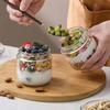 Yousheng 4Pcs/Set Overnight Oats Jars Glass Airtight Jars with Lids Leakproof Meal Prep Containers Reusable Sealed Food Storage Jars for Breakfast