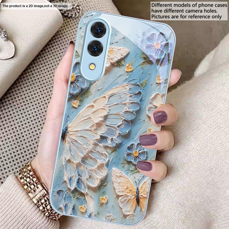 Oil Painting Butterfly For Samsung S26 S22 S8 S9 S10 S20 Ultra S21 Pro S22 Plus S23 FE S24Ultra S25 Edge S24+ Glass Phone Case