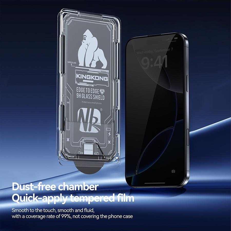 3pcs Magic Box Dust Proof Privacy Tempered Glass For iPhone 17 Pro Max Air 16 Pro Max 15 Pro Max 14 13 12 Pro Max Plus 16e Screen Protector