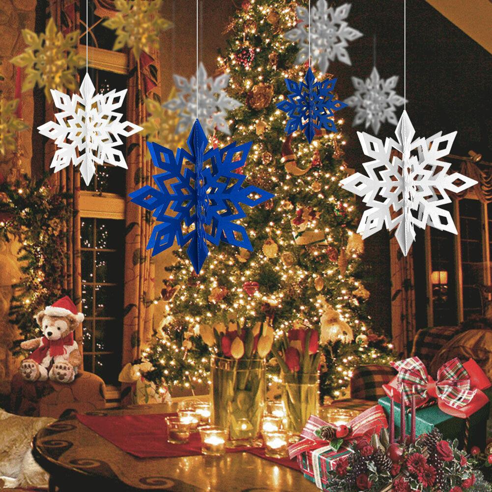 6pcs Christmas 3D Snowflake Charm Christmas Ceiling Decoration For Festive Atmosphere Decoration Festive Decoration