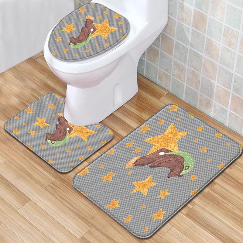 Textured Toilet Three-Piece Floor Mat Bathroom Three-Piece Carpet Doormat