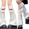 Women's Elastic Thermal Foot Covers with Furry Ball Bowknot Soft Knitted Leg Warmers Long Socks Cold Weather Accessories