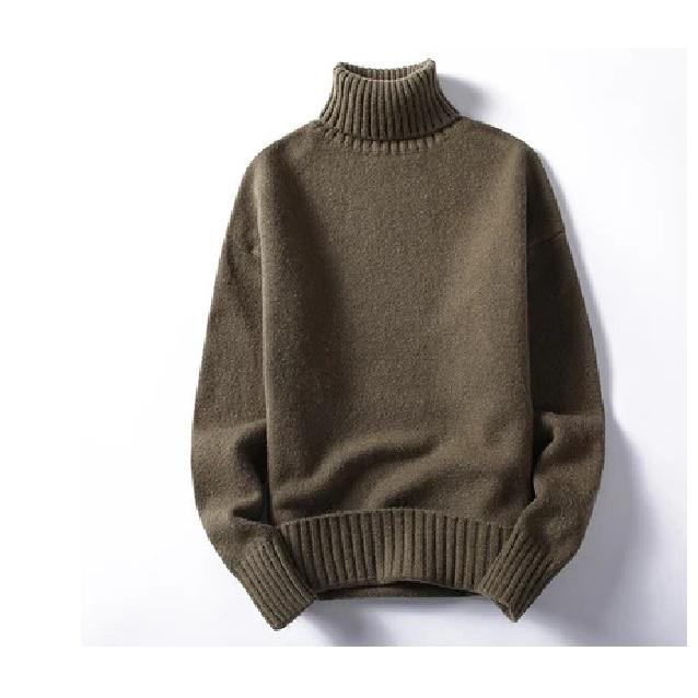 

Зимний новый мужской свитер с высоким воротом, повседневный однотонный свитер-пуловер, вязаный свитер на основе шерстяной свитер XXL зелёный