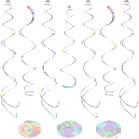 24 PCS Green Hanging Swirl, Sparkle Ceiling Hanging Decorations, Plastic Streamer Party Decorations with Double-Swirls and Single-Swirls for Birthday