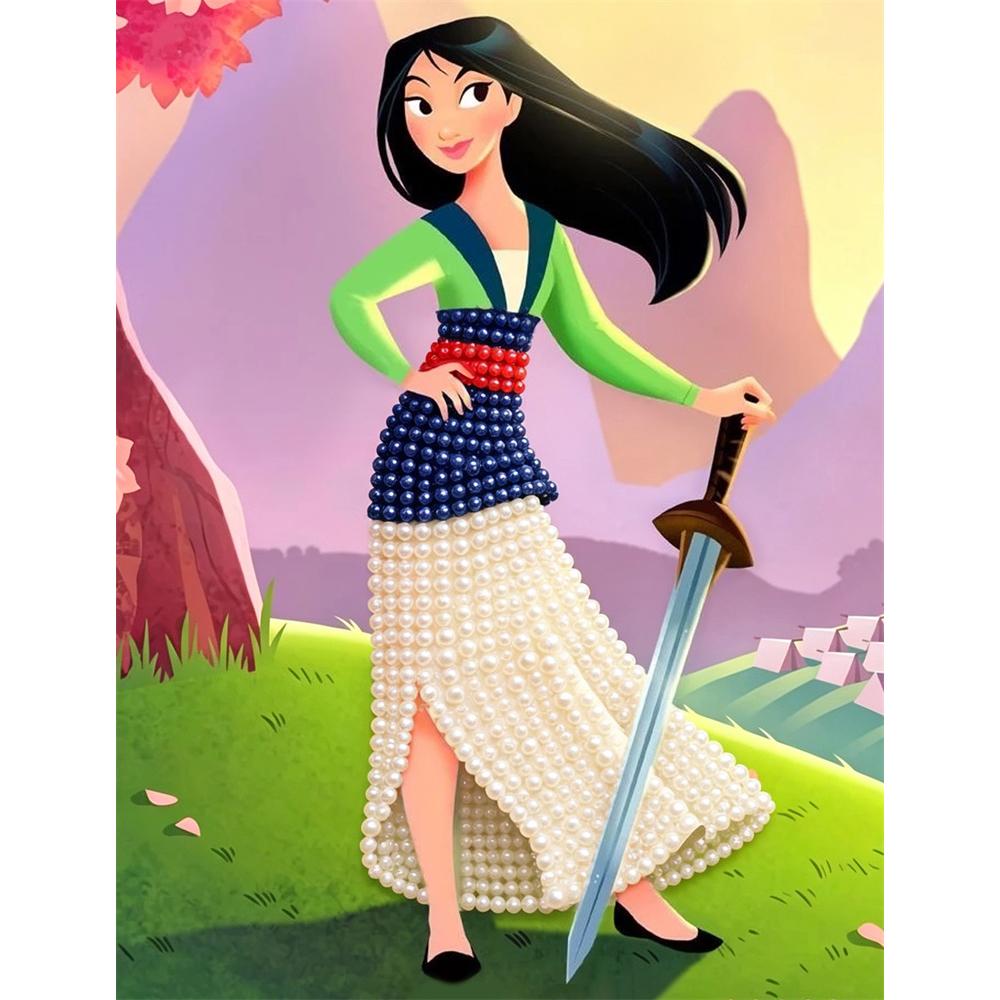 

Disney Pearl Painting Main Character Mulan DIY Pearl Art Pearl Painting Kit Pearl Art Painting Wall Suitable for Home Office Decoration Handmade Gifts 30x40
