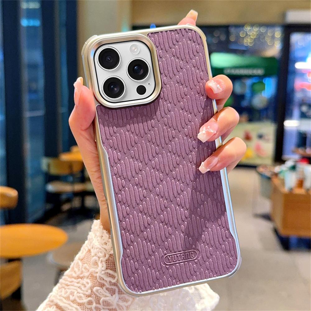 

YUTRNG For iPhone 16 Pro Case Wave Texture PU Leather + PC Magnetic Phone Cover C
