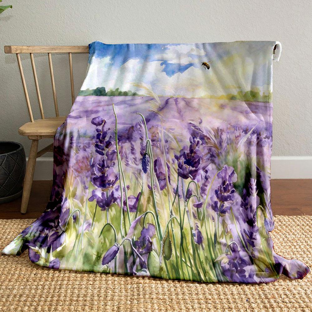

Multi-Size Warm Floral Print Warm Comfortable Blanket Home Travel Camping for Adults and Kids Luxury Gifts Machine Wash 75x90cm