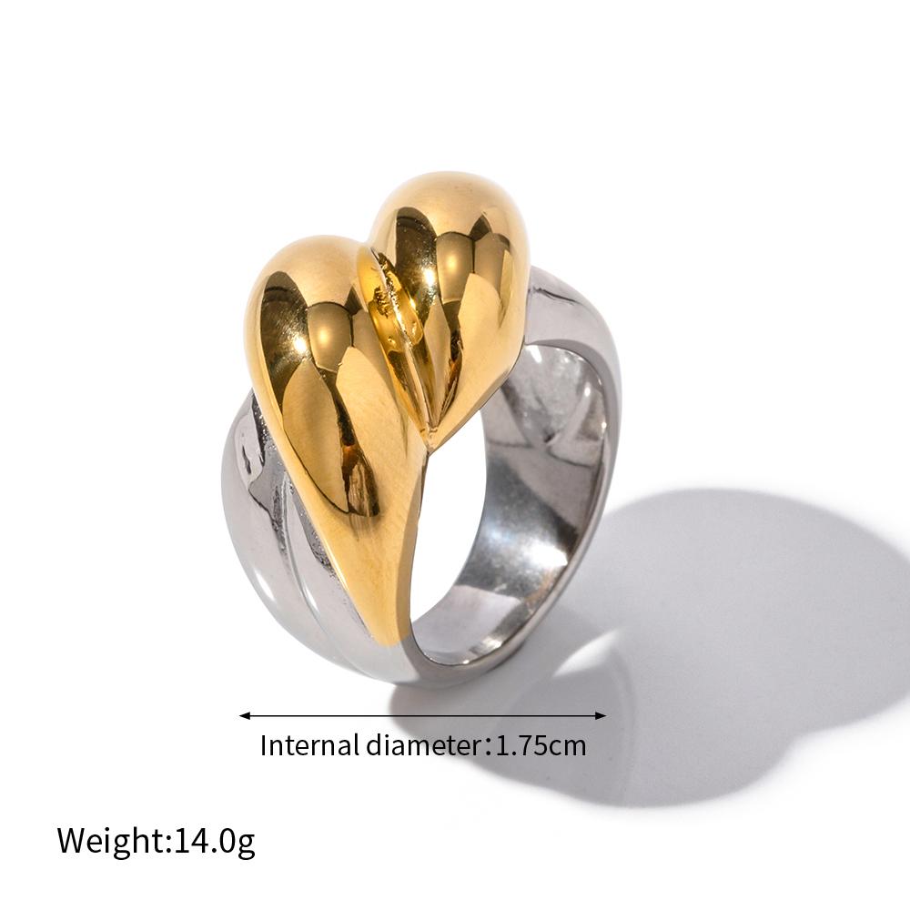 Stylish Texture Finger Jewelry Stainless Steel Waterproof Dome Ring Irregular Bold Chunky Geometric Ring for Girls