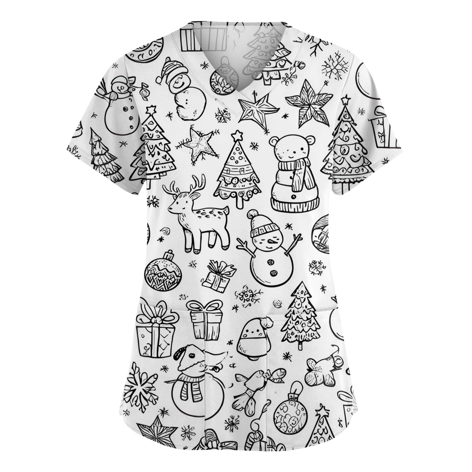 

Женская мода V-образный вырез короткий рукав комбинезон с карманами принт топы одежда XXXL чёрный