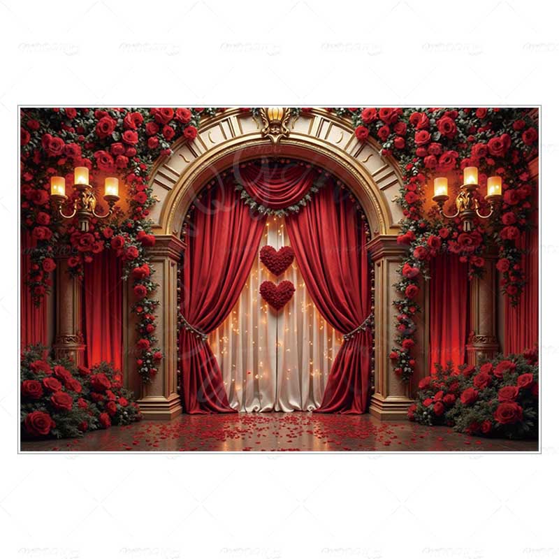 MOON.QG Valentine's Day Decoration Photo Background Candy Shop Teddy Bear Rose Soad Backdrops For Photography Studio Photozone