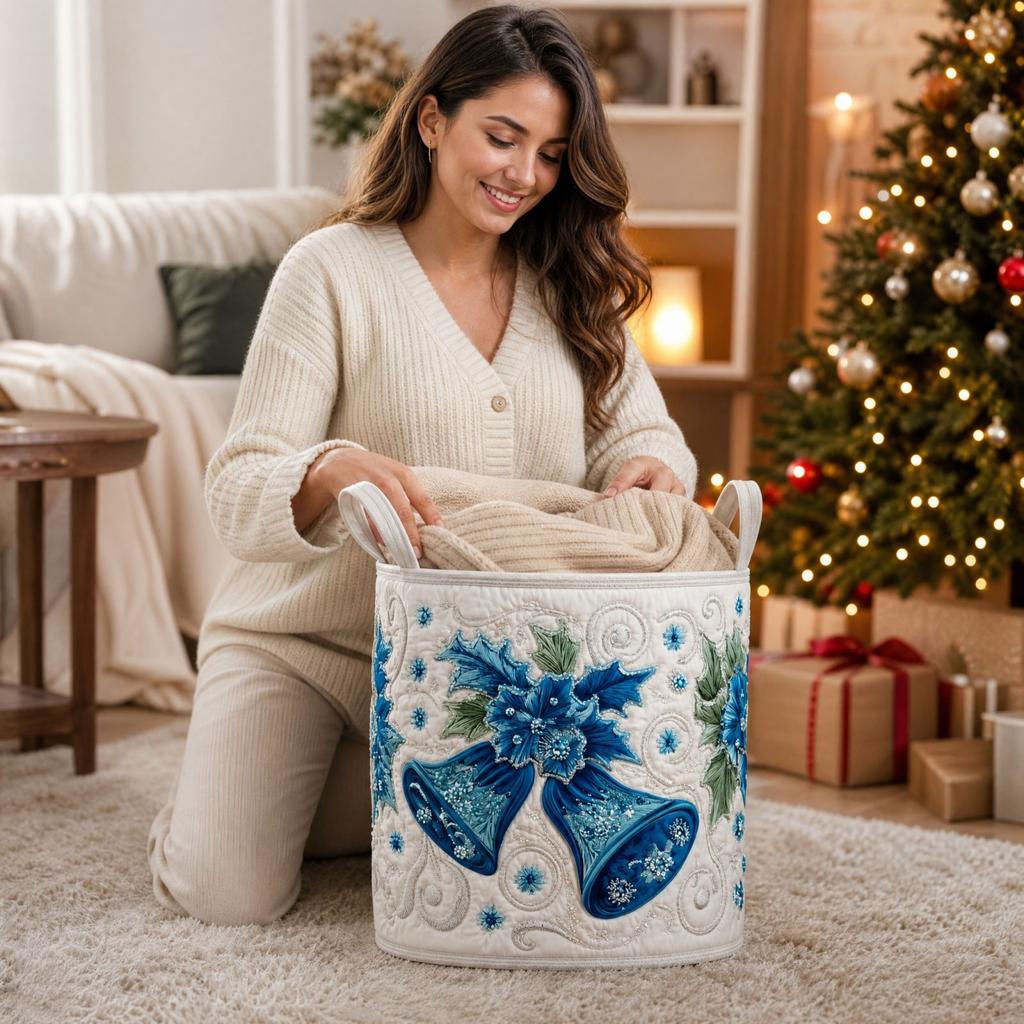 Weihnachtlicher gesteppter Aufbewahrungskorb mit festlichem Design für Kleidung, Spielzeug und Schlafzimmerorganisation