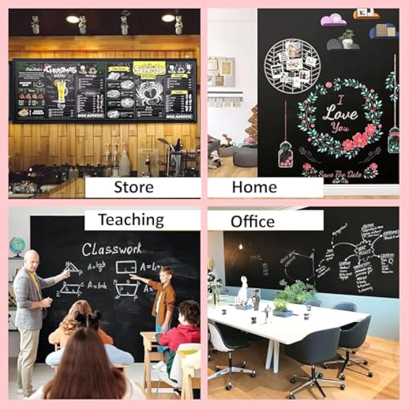 

Yajnas 45X200 Cm Blackboard Sticker For Kids | Removable Wall-Mounted Blackboard For Home, School, Office | Includes 5 C 6.5 x 1.5 Feet чёрный