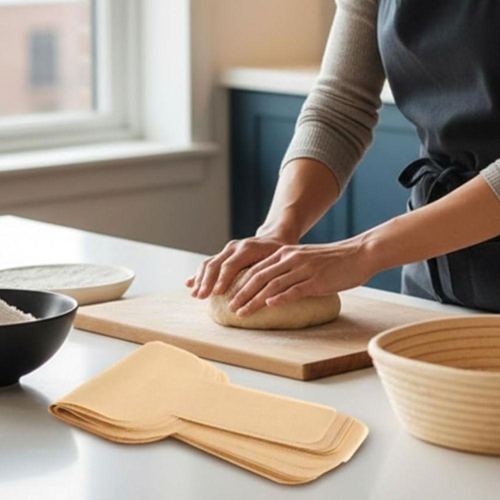 50PCS with Long Handle Sourdough Baking Parchment Paper Non-stick Cake Pan Liner  Air Fryer