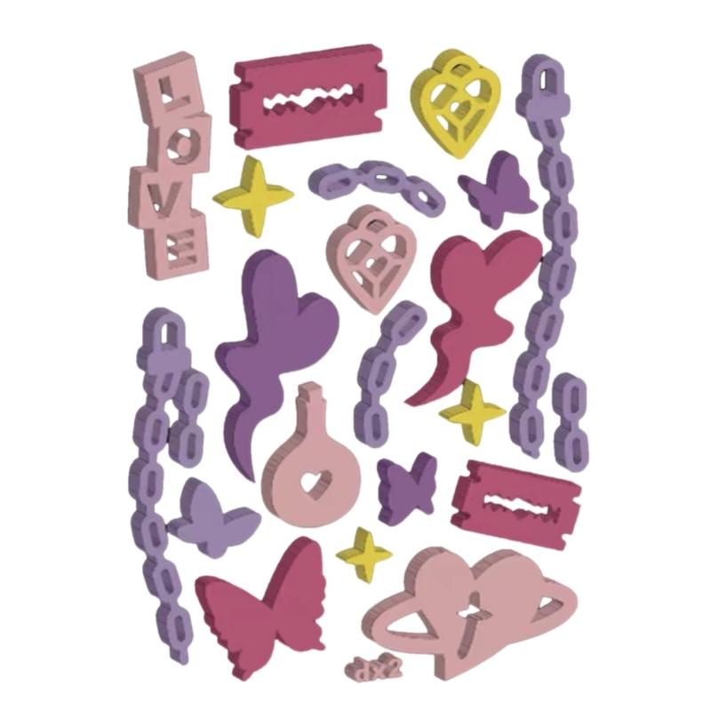 Filler Various Symbols Love Butterfly Chain Silicone Mold Keyring Pendant Handmade Ornament Mold for Birthday Gift