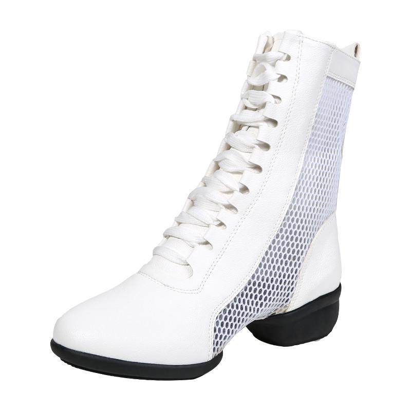 

Черные сетчатые туфли для джаз-модерна, кожаные танцевальные ботинки на низком каблуке, дышащая обувь для учителей, высокие ботинки 37 белый