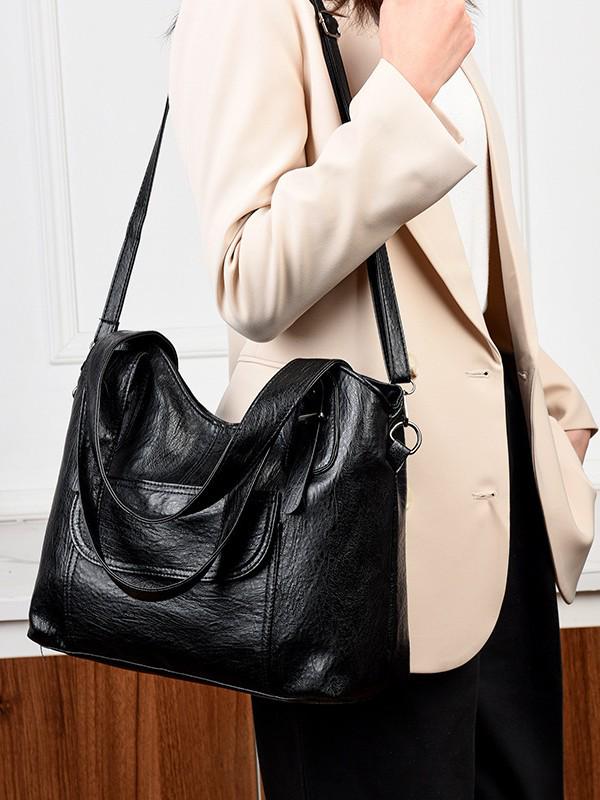 Women's Crossbody Tote - Trendy Soft Leather Large-Capacity Shoulder Bag for Middle-Aged Women